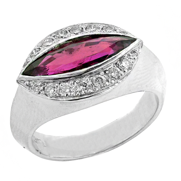 View Halo Style Marquise Shape Ruby and Diamond Ring in Platinum
