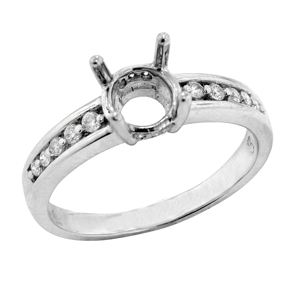 View Traditional Two Prong Diamond Engagement Ring in 18K White Gold