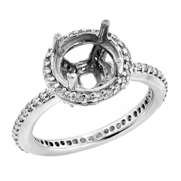 View Halo Diamond Engagement Ring in Platinum
