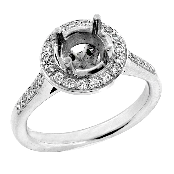 View Halo Diamond Engagement Ring in Platinum 