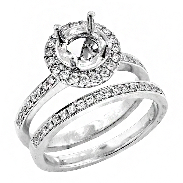 View Halo Micropave Diamond Bridal Set in Platinum