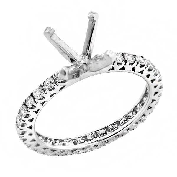 Traditional Four Prong Diamond Engagement Ring in 18K White Gold