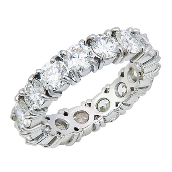 View Custom Made Four Prong Diamond Eternity Band Set in Platinum