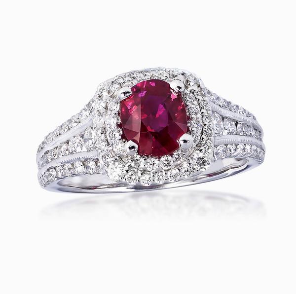 View Ruby and Diamond Ring set in 14k White Gold